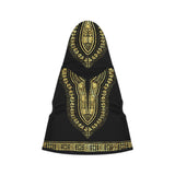 African Print Pet Hoodie - Black & Gold Dashiki