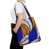 Blue Ankara African Floral Print Tote Bag | Leaf Bag