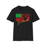 Juneteenth African American Flag Graphic Tee, Unisex Softstyle T-Shirt, Statement Shirt, Gift for Art Lovers, Festival Wear
