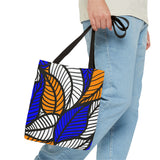 Blue Ankara African Floral Print Tote Bag | Leaf Bag