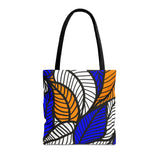 Blue Ankara African Floral Print Tote Bag | Leaf Bag