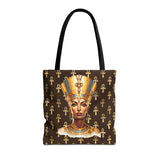 Nefertiti Ankh Pattern Tote Bag | Ancient Egyptian Portrait