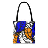Blue Ankara African Floral Print Tote Bag | Leaf Bag