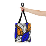 Blue Ankara African Floral Print Tote Bag | Leaf Bag