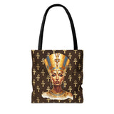 Nefertiti Ankh Pattern Tote Bag | Ancient Egyptian Portrait