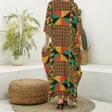 Kente Print Women's Imitation Silk V-neck Kaftan Robe