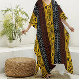 African Inspired Print Women's V-neck Kaftan Robe