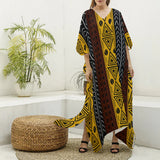 African Inspired Print Women's V-neck Kaftan Robe