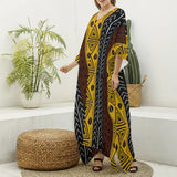 African Inspired Print Women's V-neck Kaftan Robe