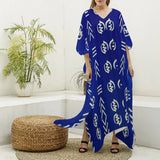 Blue Gye Nyame V-neck Kaftan Robe