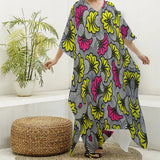 All-Over Print Women's Imitation Silk V-neck Kaftan Robe