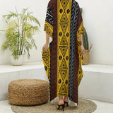 African Inspired Print Women's V-neck Kaftan Robe