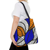 Blue Ankara African Floral Print Tote Bag | Leaf Bag