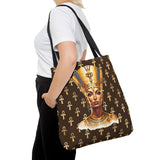 Nefertiti Ankh Pattern Tote Bag | Ancient Egyptian Portrait