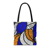 Blue Ankara African Floral Print Tote Bag | Leaf Bag
