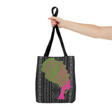 Pink Green Queen Mudcloth Pattern Tote Bag | Boho Tribal Print