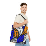 Blue Ankara African Floral Print Tote Bag | Leaf Bag