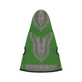 African Print Pet Hoodie - Green and Pink Dashiki