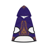 African Print Pet Hoodie - Purple & Gold Dashiki