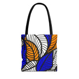 Blue Ankara African Floral Print Tote Bag | Leaf Bag