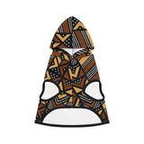 Dog hoodie with geometric pattern on a white background